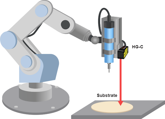 Measuring the height of a desiccant-coated surface (on circuit boards)