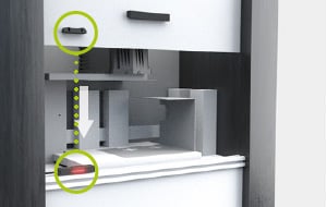 Lifting door for laser marker