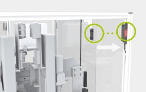 Sliding door on electronic parts inspection machine