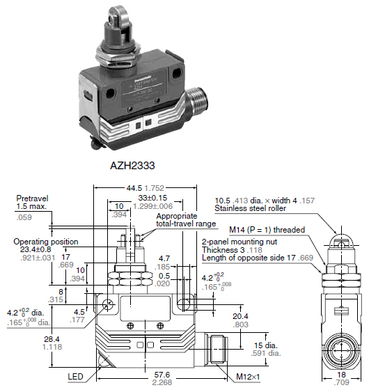 Panel mount cross roller plunger