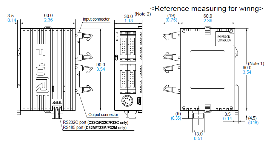 FP0R-C32/FP0R-T32/FP0R-F32 Dimensions