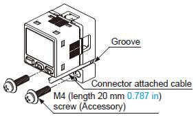 Mount this product with the mounting surface by using the attached M4 (length 20 mm 0.787 in) screws.