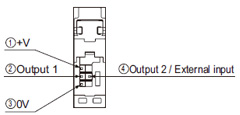 NPN output type FX-502 Terminal arrangement diagram