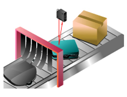 Confirmation of the passage of packages on a conveyor belt