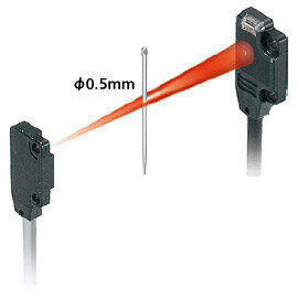 Possible to sense a minute object less than ø0.5 mm ø0.039 in with no slit.