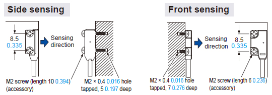 In case of mounting on tapped holes