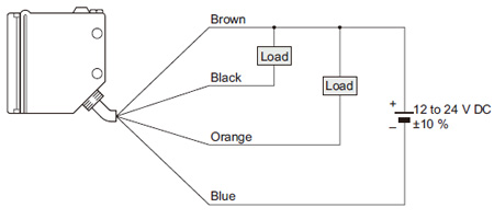 Wiring diagram Receiver of thru-beam type sensor