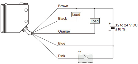 Wiring diagram Retroreflective and diffuse reflective type sensors