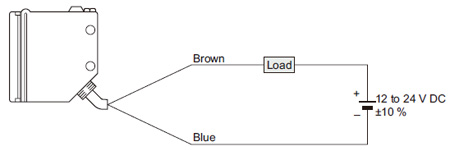 Wiring diagrams Receiver of thru-beam type sensor, retroreflective and diffuse