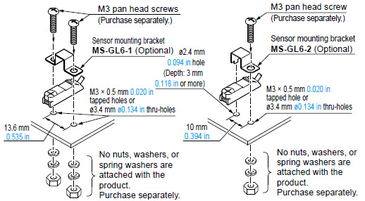 Mounting When using MS-GL6-1 / MS-GL6-2