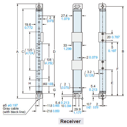 The figure depicts rear mounting using the standard mounting bracket MS-SF4BC-1 (optional) and the intermediate supporting bracket for standard mounting bracket MS-SF4BC-5 (optional).