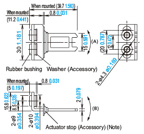 Right-angle actuator with rubber bushings (SG-K22A)